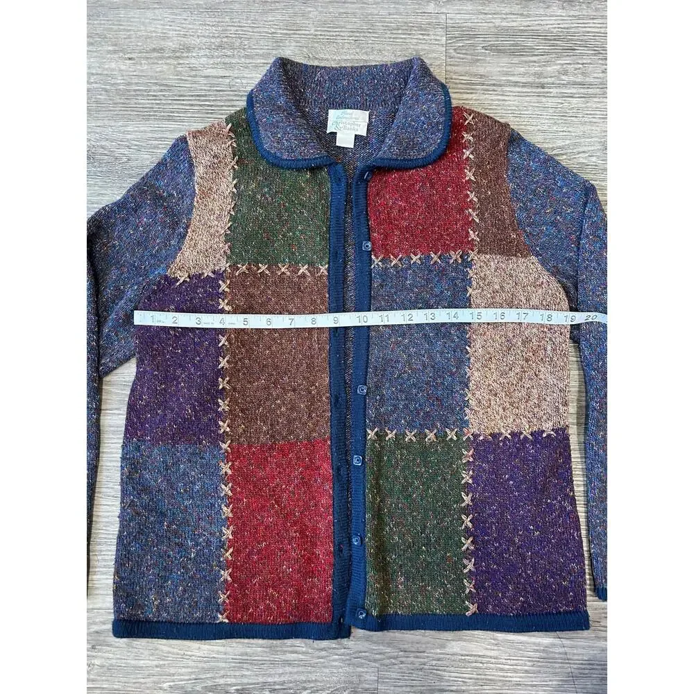 Vintage Christopher & Banks Hand Embroidered Patchwork Cardigan Sweater Womens M